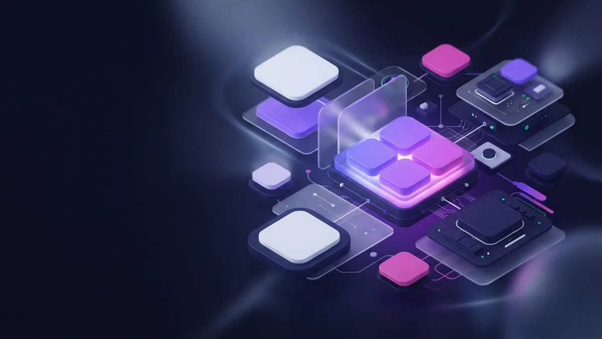 Isometric Scrum workflow structure Isometric modular workflow representing Scrum roles and delivery stages