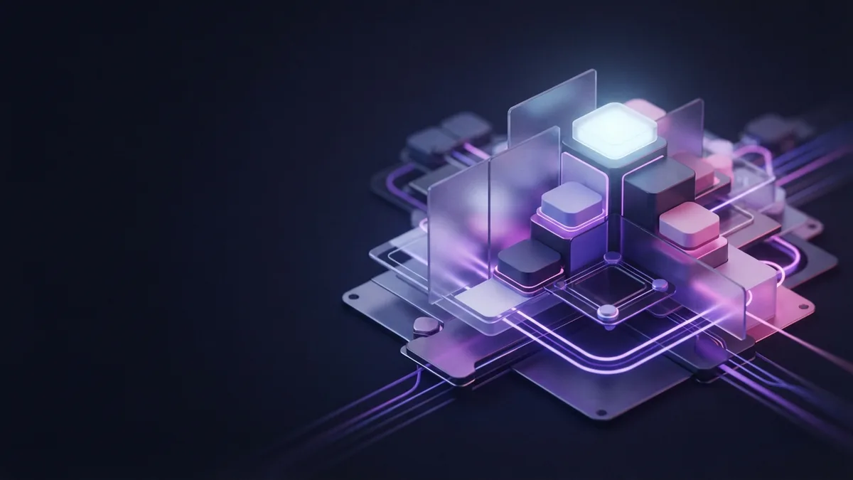 Geometric delivery path showing steady Agile progress with purple light
