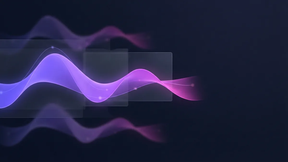 Sound wave contrast in a dark scene A central sound wave beside fading paths illustrates clear speech and sound contrast.