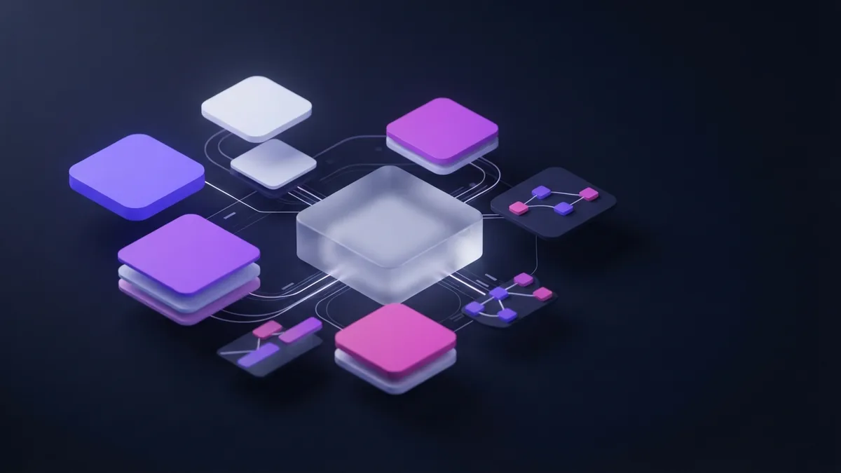 Business software types Abstract connected modules representing different types of business software