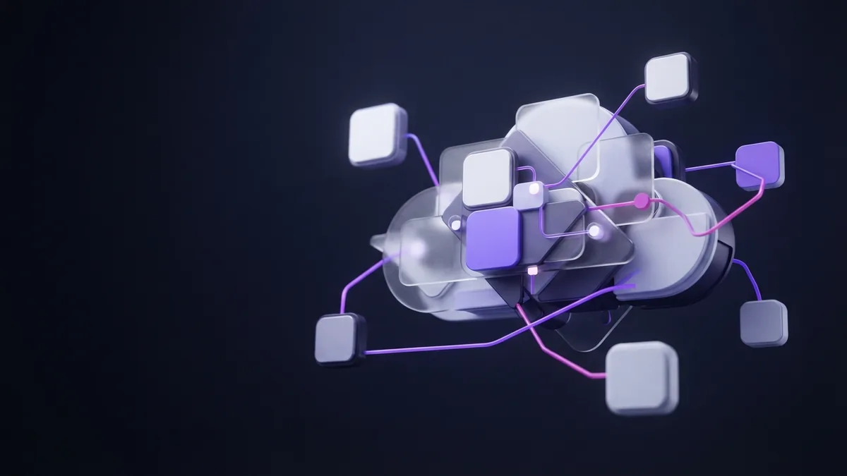Connected cloud modules showing flexible app resources and shared access