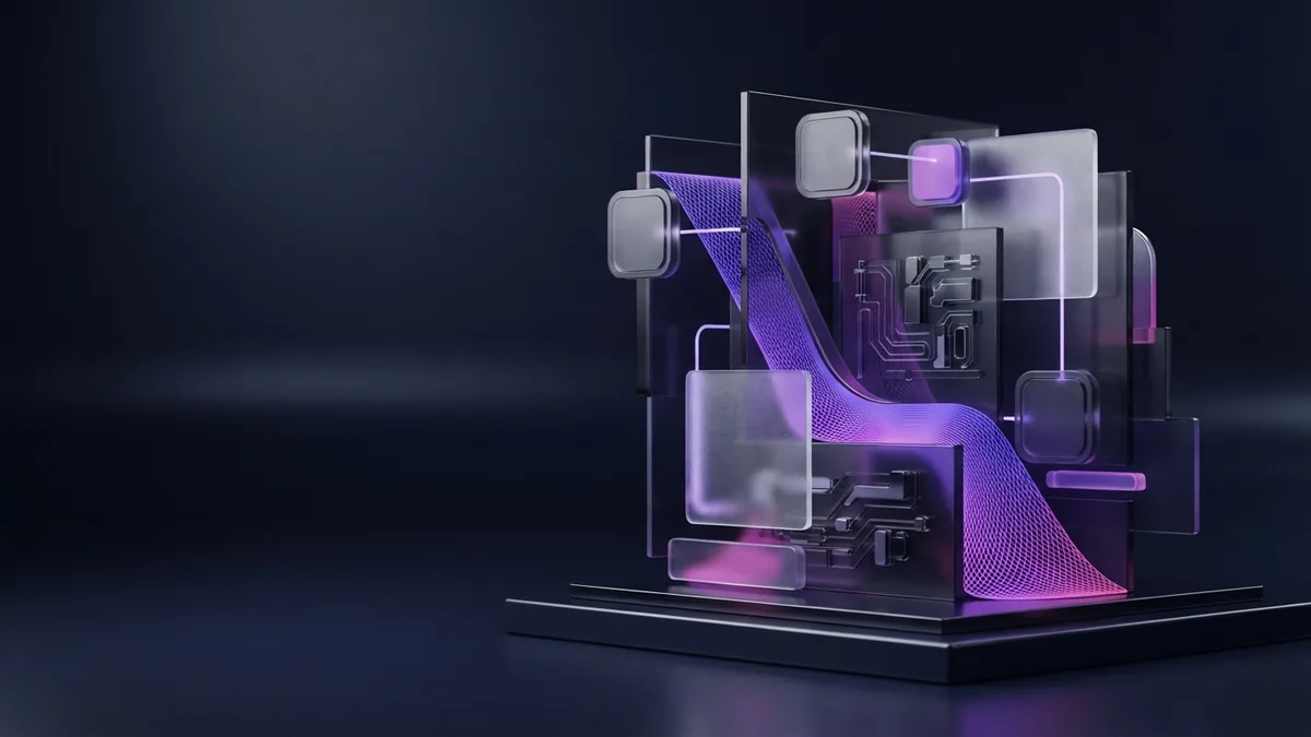HRM supports organizational goals Interlocking dark glass planes showing how people systems support an organization