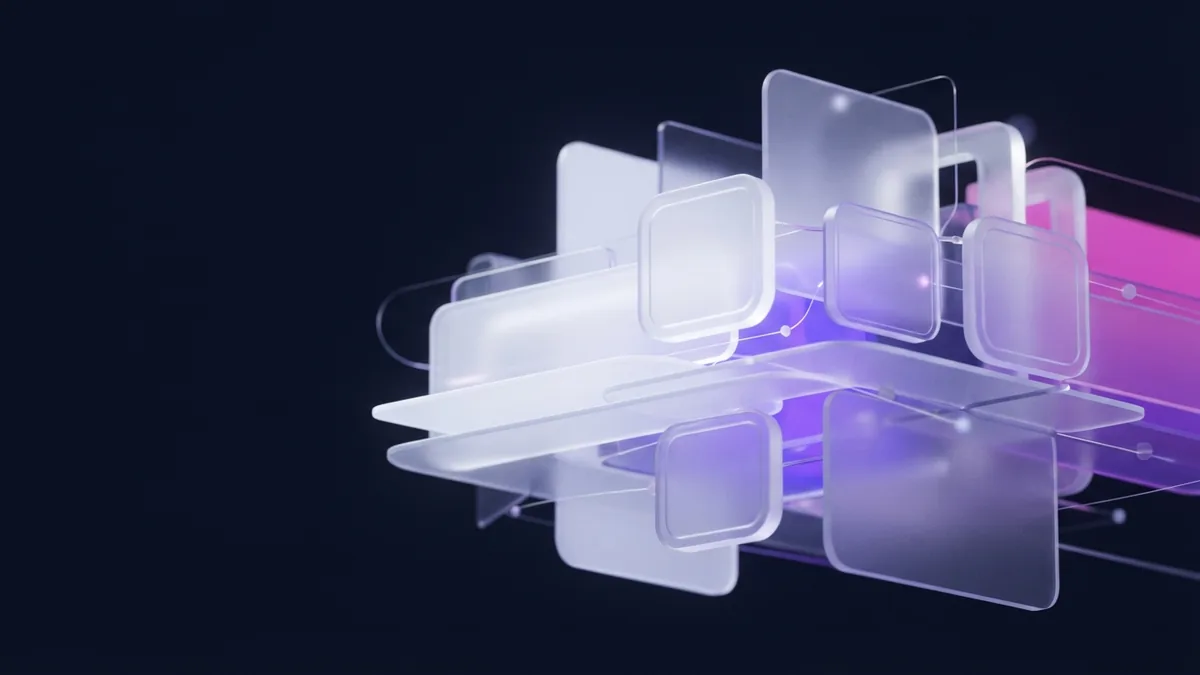 Abstract writing forms Blank glass planes form an abstract scene for writing with language models