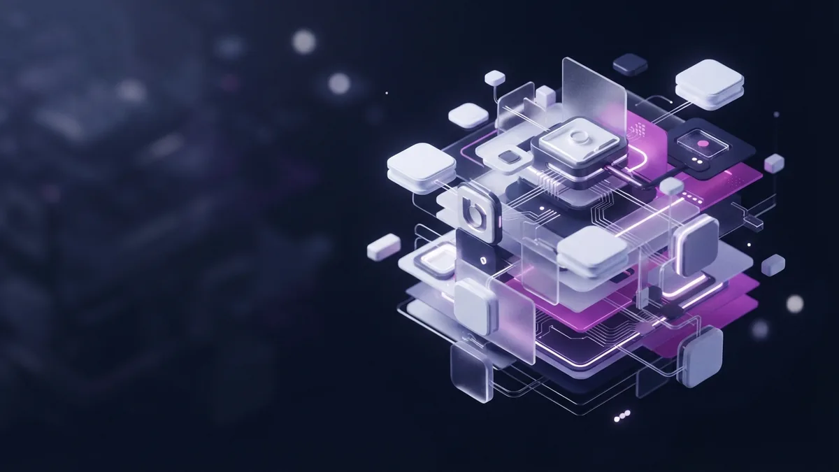 Geometric modules joining into one structure to represent app development teams