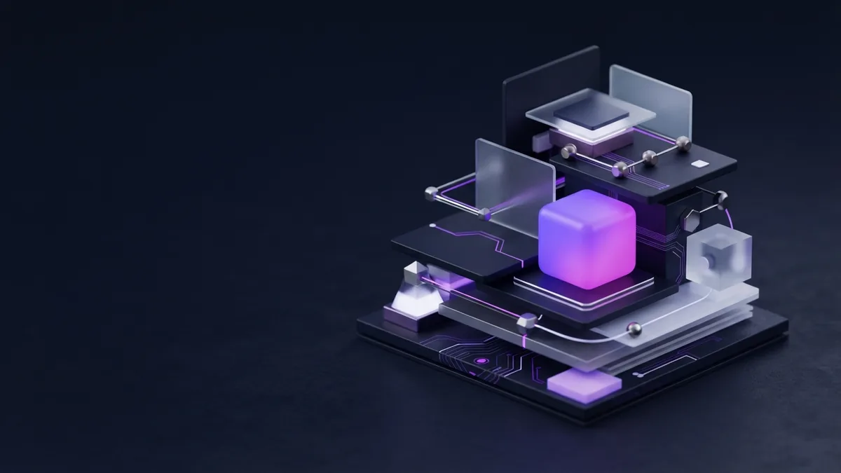 Abstract layered platform representing the parts of a scalable SaaS business model