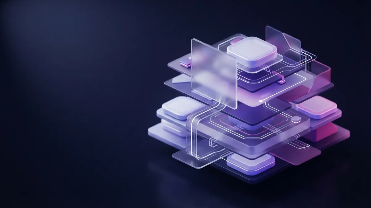 Tiered SaaS pricing structure Tiered abstract SaaS pricing structure with purple light trails on dark navy