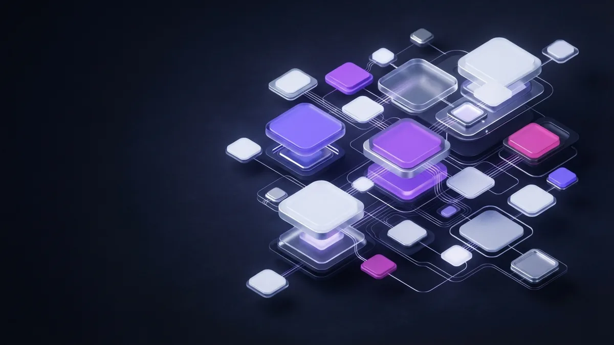 Connected SaaS application modules Blank connected modules representing different cloud software applications
