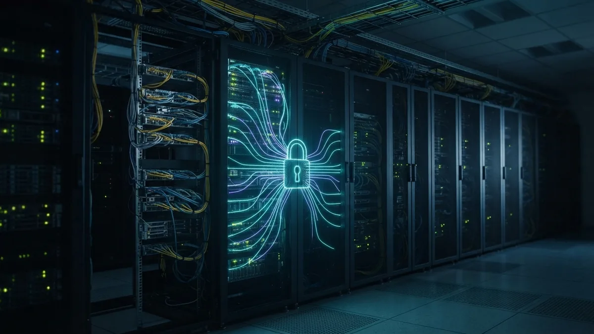 SaaS security and service risks Secure cloud storage concept with locked data servers and network links