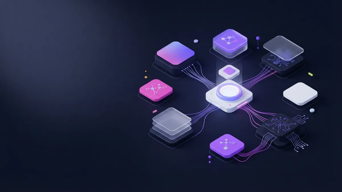 Abstract MCP hub linking several business data and tool systems