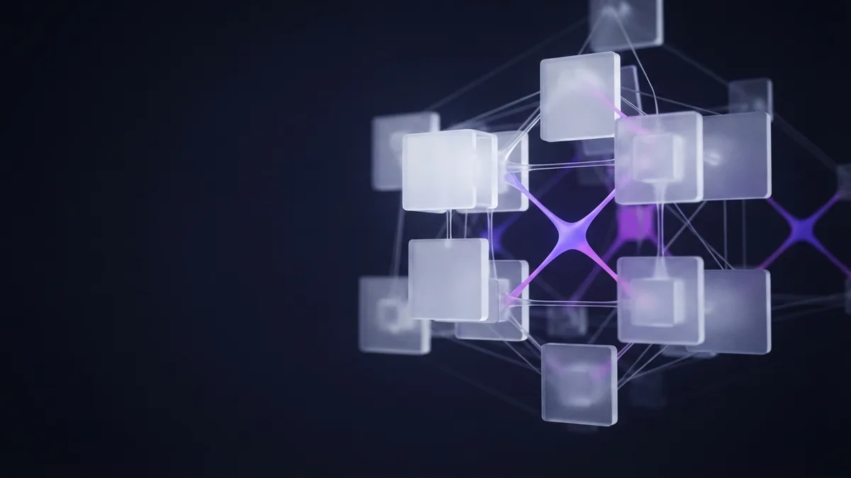 DevOps collaboration modules Interlocking abstract modules representing collaboration and shared DevOps ownership